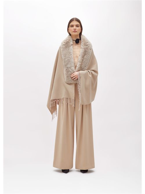 Stola in maglia con collo faux fur BLUGIRL BLUMARINE | PF5016T0300/14300
